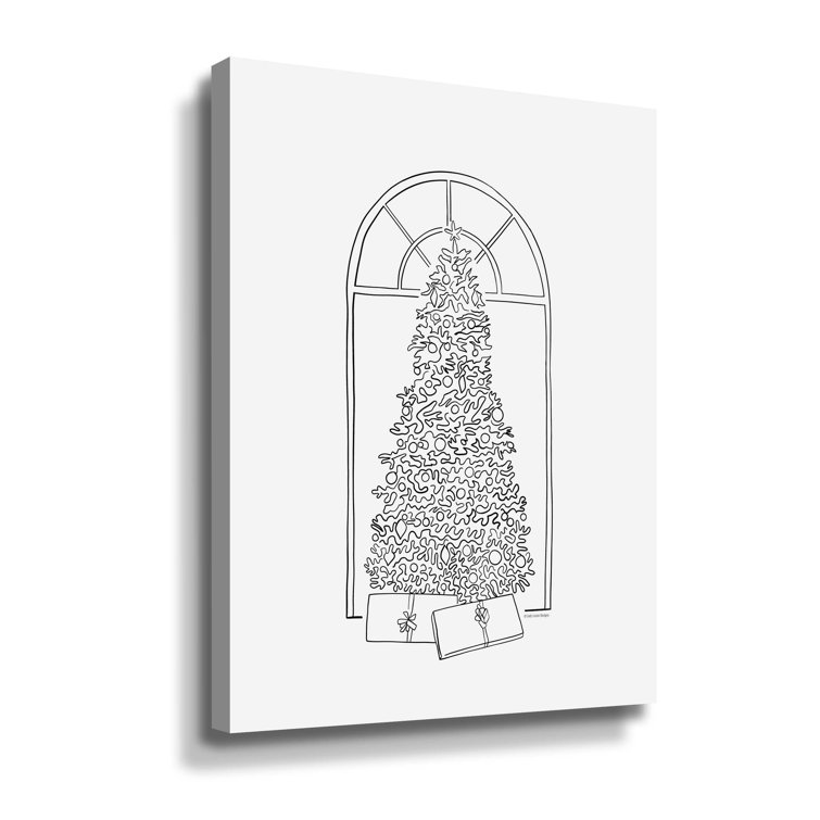 The Holiday Aisle® Christmas Tree Line Drawing On Canvas Print Wayfair